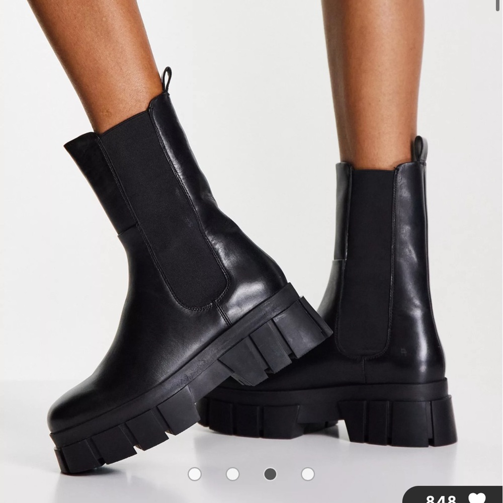 New Asos Platform mid calf leather Chunky Boot.